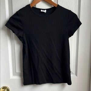 Cotton On Black Fitted Ribbed Cap Sleeve T-Shirt